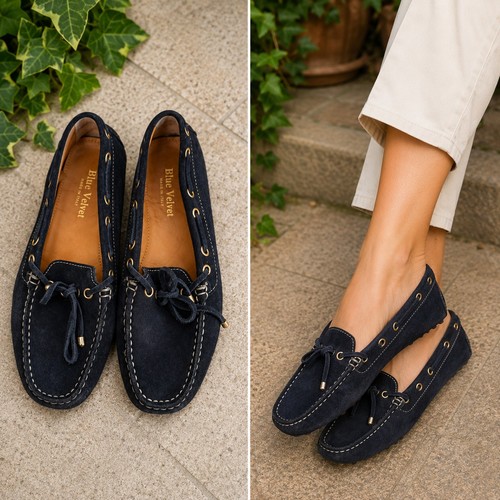 Blau samt navy wildleder - samt,