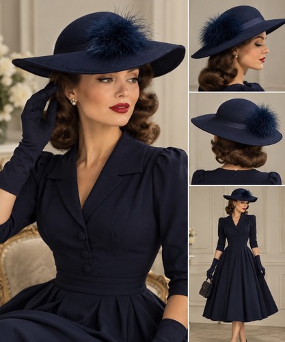 Vintage marineblau 100 wolle - marineblau,