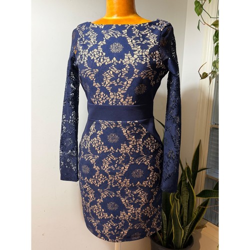 Navy blue floral - blue, lace
