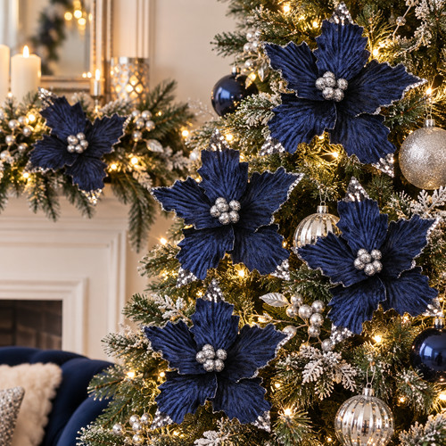 Marineblau weihnachten blumen - marineblau,